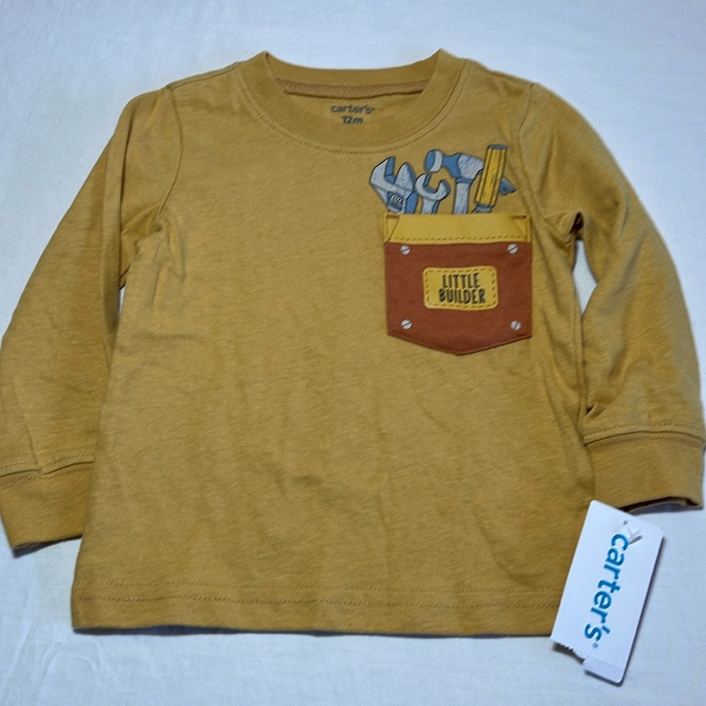 NWT 12M Carters construction long sleeve t-shirt